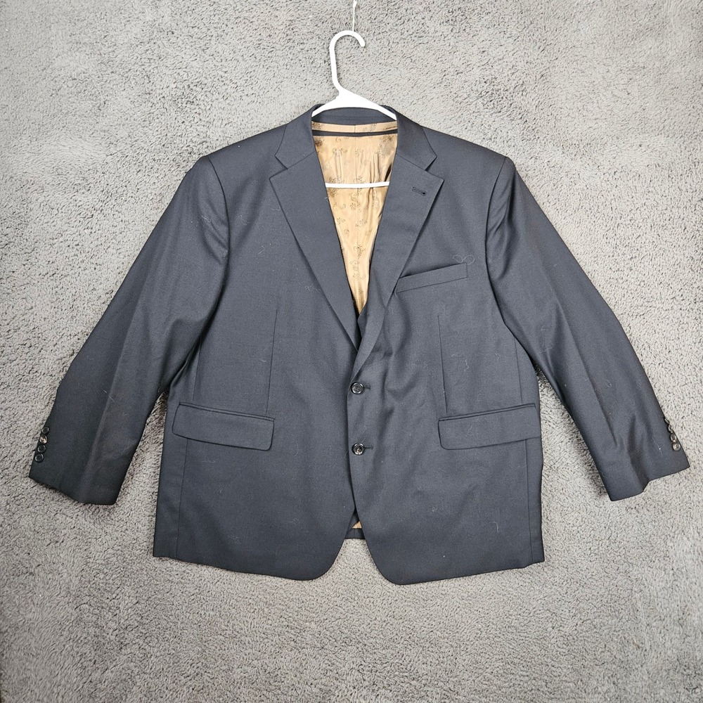 Zeglio 50 Mens Black 2 Piece Suit Jacket and Vest Gold Paisley Lining